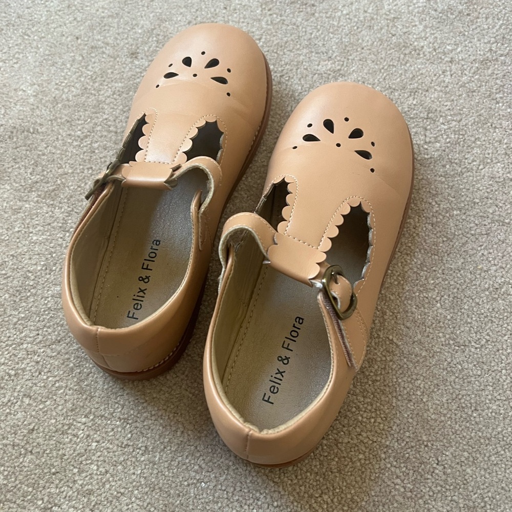 Girls Felix and Flora Tan Mary Jane Shoes